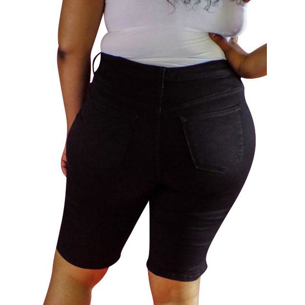 Katy Distressed Bermuda Shorts-Clozit Essentials